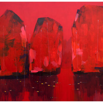 Pintura intitulada "Red in Halong Bay N…" por Khanh The Bui, Obras de arte originais, Acrílico