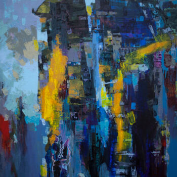 Peinture intitulée "New city portrait" par Khanh The Bui, Œuvre d'art originale, Acrylique