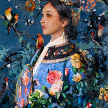 Peinture intitulée "Empress Zhang" par Khanlar Asadullayev, Œuvre d'art originale, Huile