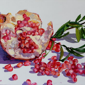 Pittura intitolato "Pomegranate" da Khanlar Asadullayev, Opera d'arte originale, Olio