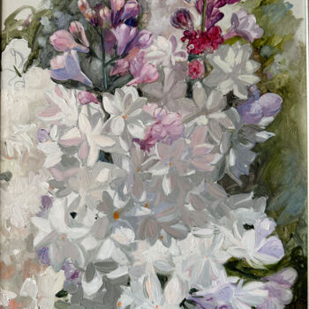 Peinture intitulée "Lilac painting" par Khanlar Asadullayev, Œuvre d'art originale, Huile