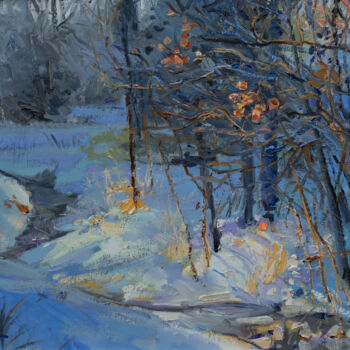Schilderij getiteld "Winter" door Khanlar Asadullayev, Origineel Kunstwerk, Olie