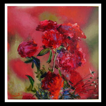 Pittura intitolato "Red Roses" da Khanlar Asadullayev, Opera d'arte originale, Olio