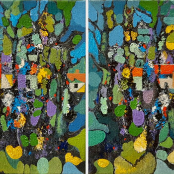Картина под названием "Summer evening. Etu…" - Zaza Kharabadze, Подлинное произведение искусства, Масло Установлен на Деревя…