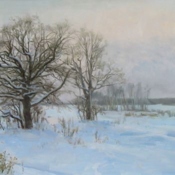 Painting titled "Winter evening" by Valeriy Kharchenko, Original Artwork, Oil