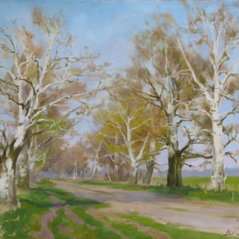 Картина под названием "Birches" - Valeriy Kharchenko, Подлинное произведение искусства, Масло