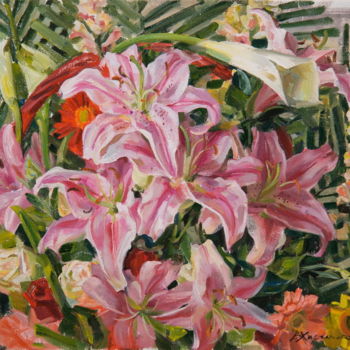 Peinture intitulée "Bouquet from exhibi…" par Valeriy Kharchenko, Œuvre d'art originale