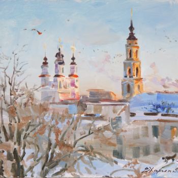 Pittura intitolato "Frosty evening" da Valeriy Kharchenko, Opera d'arte originale