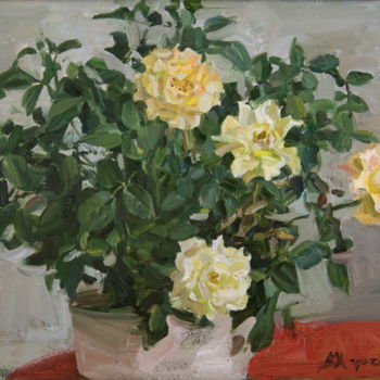Painting titled "Yellow rose" by Valeriy Kharchenko, Original Artwork