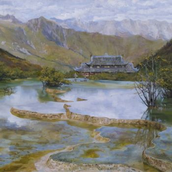 Malerei mit dem Titel "Sacred lakes" von Valeriy Kharchenko, Original-Kunstwerk