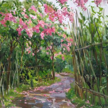 Painting titled "Among flowers and o…" by Valeriy Kharchenko, Original Artwork