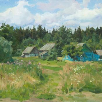 Painting titled "Near the forest" by Valeriy Kharchenko, Original Artwork