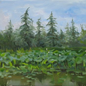 Peinture intitulée "At the lake" par Valeriy Kharchenko, Œuvre d'art originale