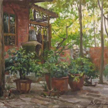 Painting titled "Corner of a garden" by Valeriy Kharchenko, Original Artwork
