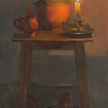 Painting titled "Still-life with a c…" by Valeriy Kharchenko, Original Artwork, Oil