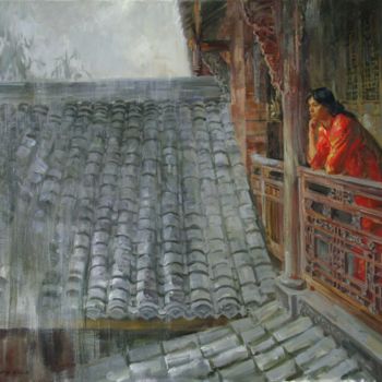 Картина под названием "Heavy rain in Sichu…" - Valeriy Kharchenko, Подлинное произведение искусства, Масло
