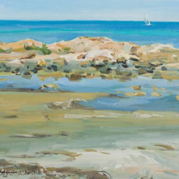 Painting titled "Midday on the seash…" by Valeriy Kharchenko, Original Artwork, Oil