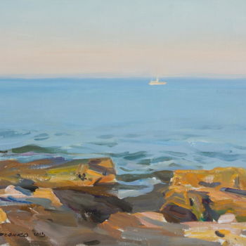 Painting titled "Coastal stones" by Valeriy Kharchenko, Original Artwork, Oil