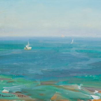 Painting titled "Only the sea" by Valeriy Kharchenko, Original Artwork, Oil