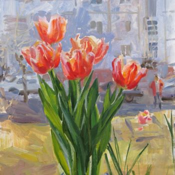 Malerei mit dem Titel "The spring comes ag…" von Valeriy Kharchenko, Original-Kunstwerk, Öl