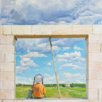 Schilderij getiteld "Looking at the World" door Valeriy Kharchenko, Origineel Kunstwerk, Olie