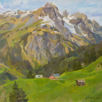 Painting titled "Near tops of Tyrole…" by Valeriy Kharchenko, Original Artwork, Oil