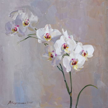 Painting titled "White orchid" by Valeriy Kharchenko, Original Artwork