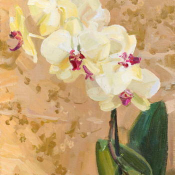 Schilderij getiteld "Yellow orchid" door Valeriy Kharchenko, Origineel Kunstwerk, Olie