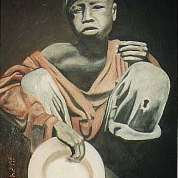 Painting titled "SOMALI  VICTIM" by Khatri Aamir, Original Artwork