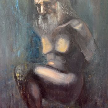 Painting titled "Tired by life" by Mariam Dolidze, Original Artwork, Oil