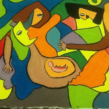 Peinture intitulée "Accouchement de la…" par Khaty Tahri, Œuvre d'art originale, Acrylique