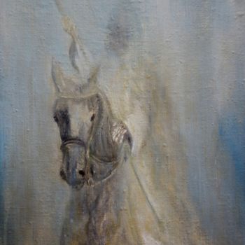 Painting titled ""И вот, конь бледны…" by Valerii Semenikhin, Original Artwork, Oil Mounted on Other rigid panel
