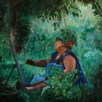 Картина под названием "Тётушка Роза и вечн…" - Валерий Семенихин, Подлинное произведение искусства, Масло Установлен на Дере…