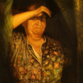 Картина под названием "Заходящее солнце" - Валерий Семенихин, Подлинное произведение искусства, Масло