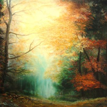 Картина под названием "Пейзаж" - Валерий Семенихин, Подлинное произведение искусства, Масло Установлен на Деревянная рама дл…