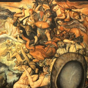 Картина под названием "Падение Ангелов. Ос…" - Валерий Семенихин, Подлинное произведение искусства, Масло