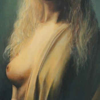 Painting titled ".Портрет." by Valerii Semenikhin, Original Artwork, Oil Mounted on Wood Stretcher frame
