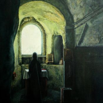Painting titled "Посредник" by Valerii Semenikhin, Original Artwork, Oil Mounted on Wood Stretcher frame