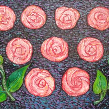 Peinture intitulée "розы#2" par Khayrullina Venera Akhatovna (VeraKhay), Œuvre d'art originale, Huile