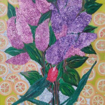 Картина под названием "цветочно-цитрусовая…" - Khayrullina Venera Akhatovna (VeraKhay), Подлинное произведение искусства, Ма…