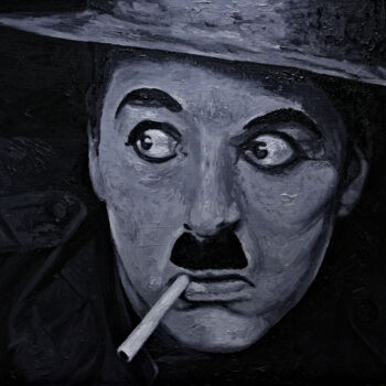Painting titled "Charlie Chaplin Por…" by Kheder, Original Artwork, Oil