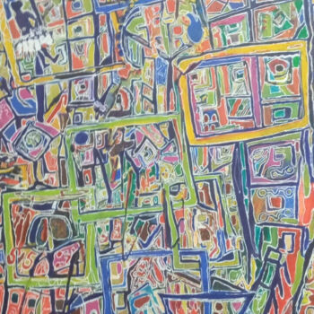 Картина под названием "Passage difficile" - Khira Jalil, Подлинное произведение искусства, Маркер Установлен на Деревянная р…