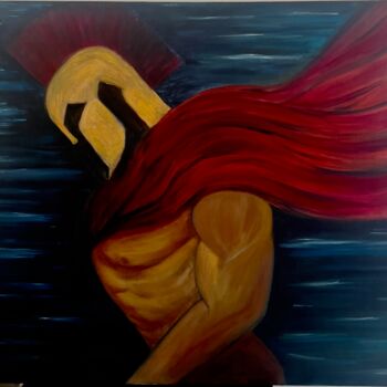 Painting titled "Spartan 16" by Kholoud Androwis, Original Artwork, Oil Mounted on Wood Stretcher frame