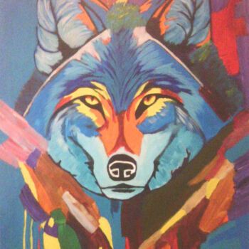 Peinture intitulée "the wolf" par Khrestos Papanastasiou, Œuvre d'art originale, Acrylique
