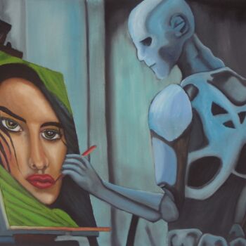 Painting titled "ai painting" by Khrestos Papanastasiou, Original Artwork, Oil Mounted on Wood Stretcher frame
