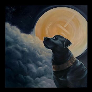 Painting titled "Black dog" by Zoia Khristenko, Original Artwork, Oil