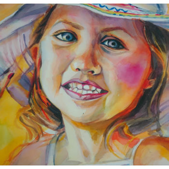 Painting titled "Smile girls" by Khrystyna Dransfeld, Original Artwork, Watercolor