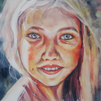 Painting titled "Light and happy" by Khrystyna Dransfeld, Original Artwork, Watercolor