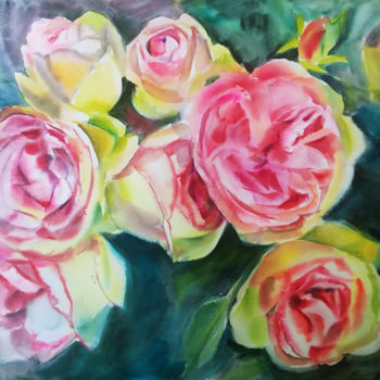 Картина под названием "Flowers 1" - Khrystyna Dransfeld, Подлинное произведение искусства, Акварель