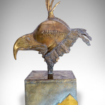 Sculpture intitulée "Mask" par Khurshed Husenov, Œuvre d'art originale, Bronze